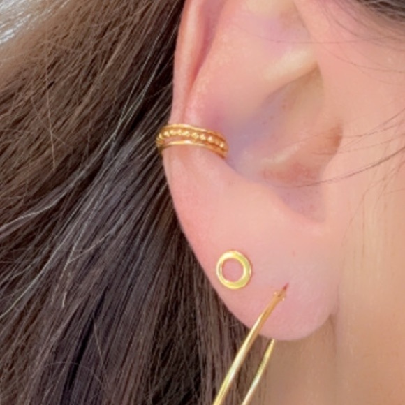 14K Gold Vermeil Three Band Ear Cuff - Picture 3 of 4
